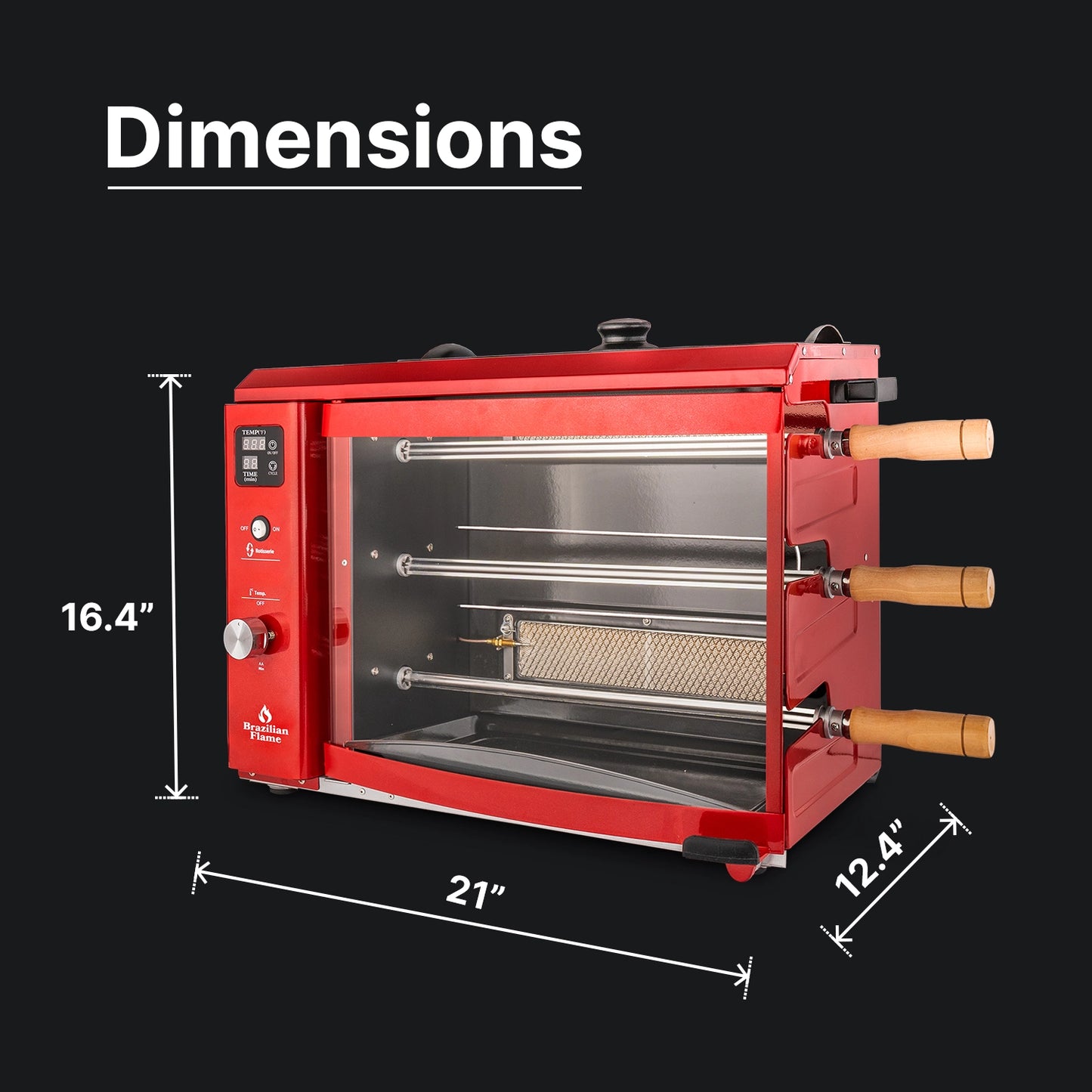 Churrasqueira a Gás Rotisserie Brasileira com 3 Espetos