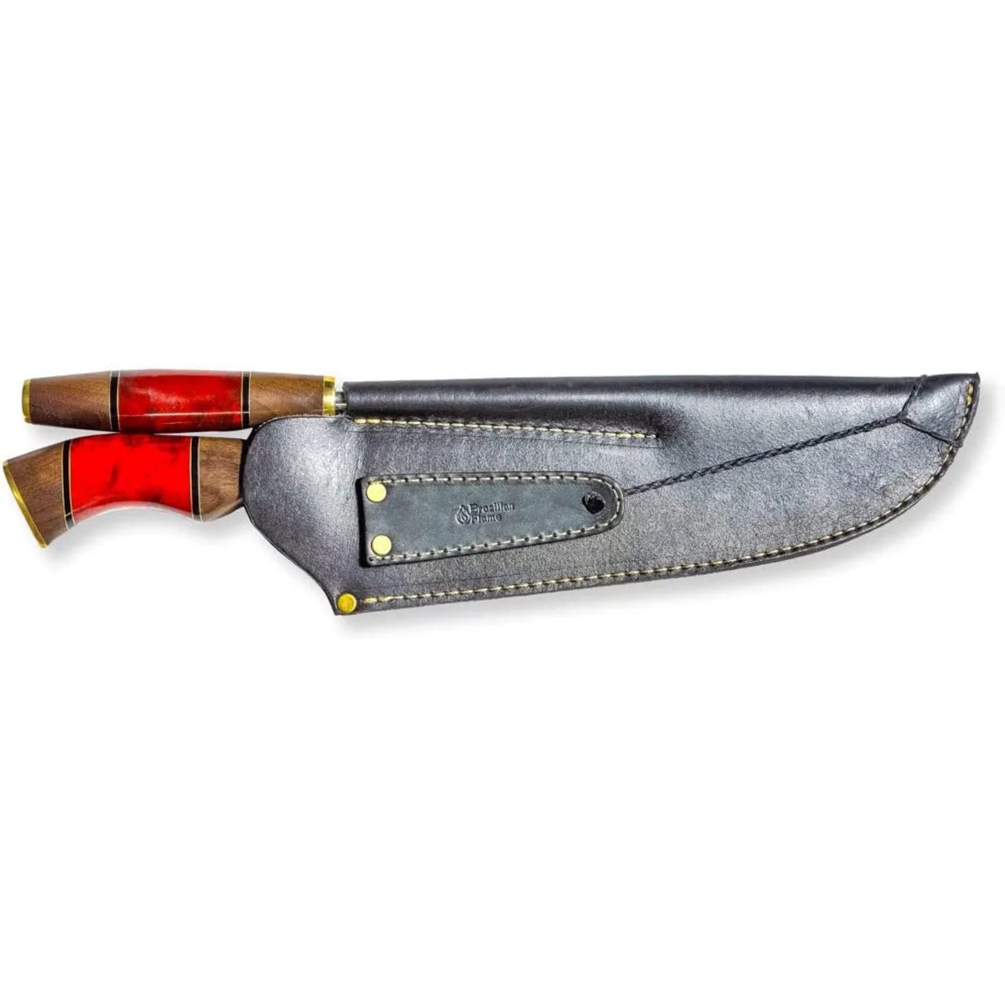 Conjunto de faca de picanha Flame Chef brasileiro com afiador
