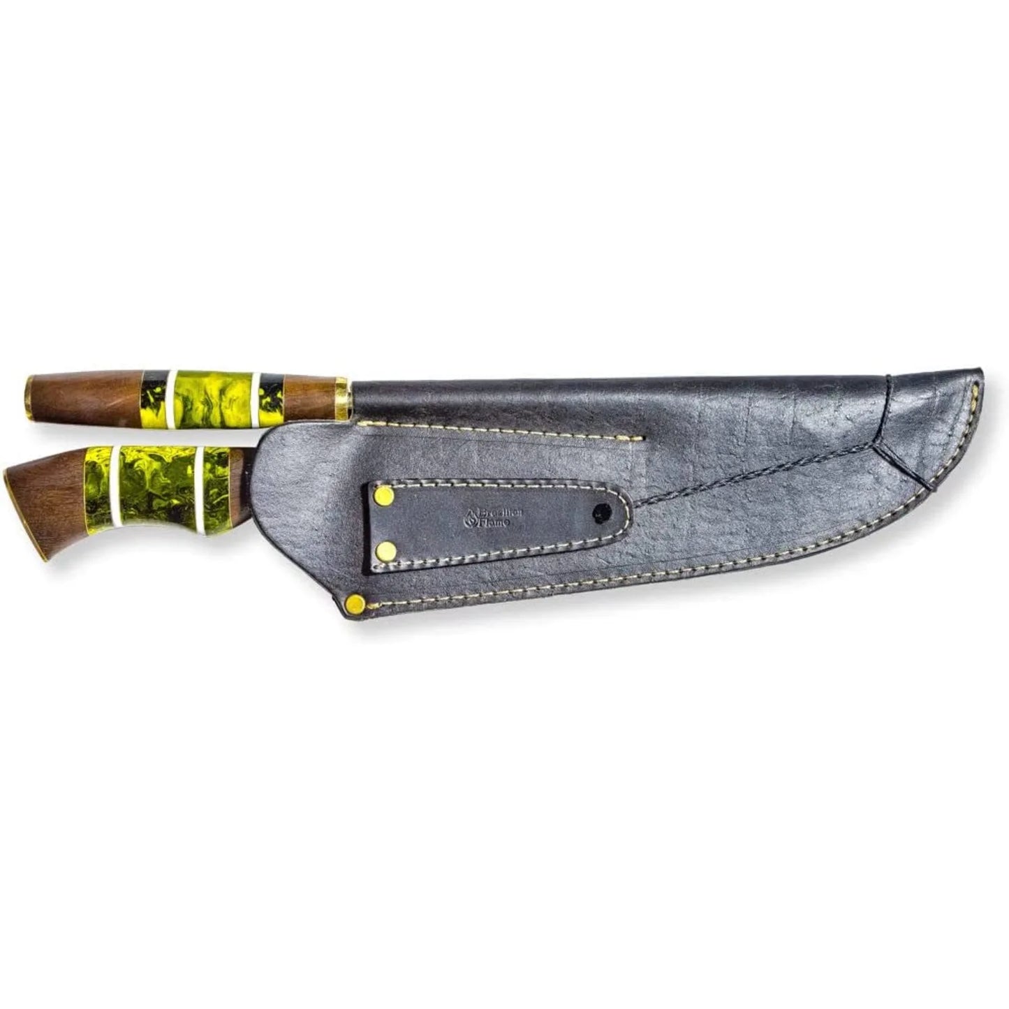Conjunto de faca de picanha Flame Chef brasileiro com afiador