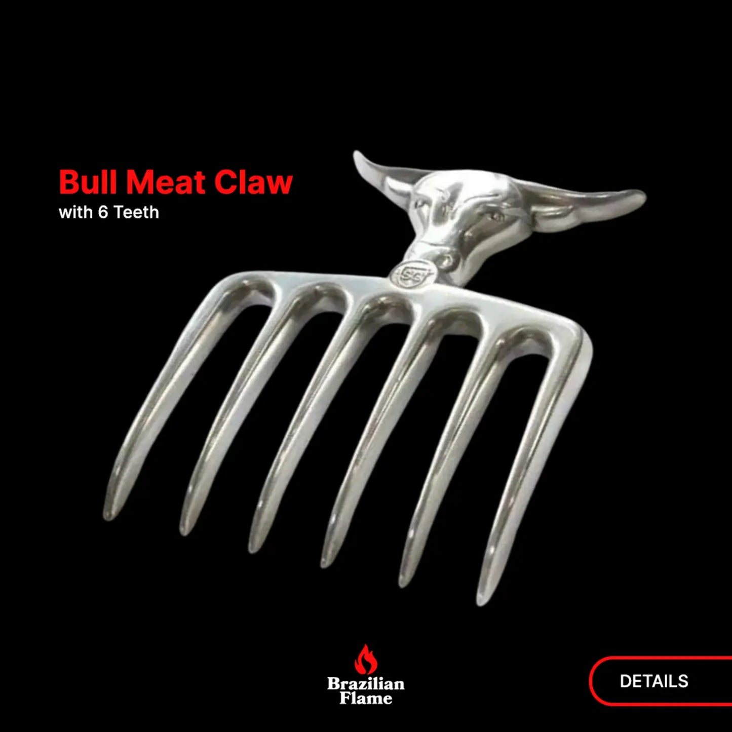 Garfo Bad Bull Chama Brasileira 6 Dentes