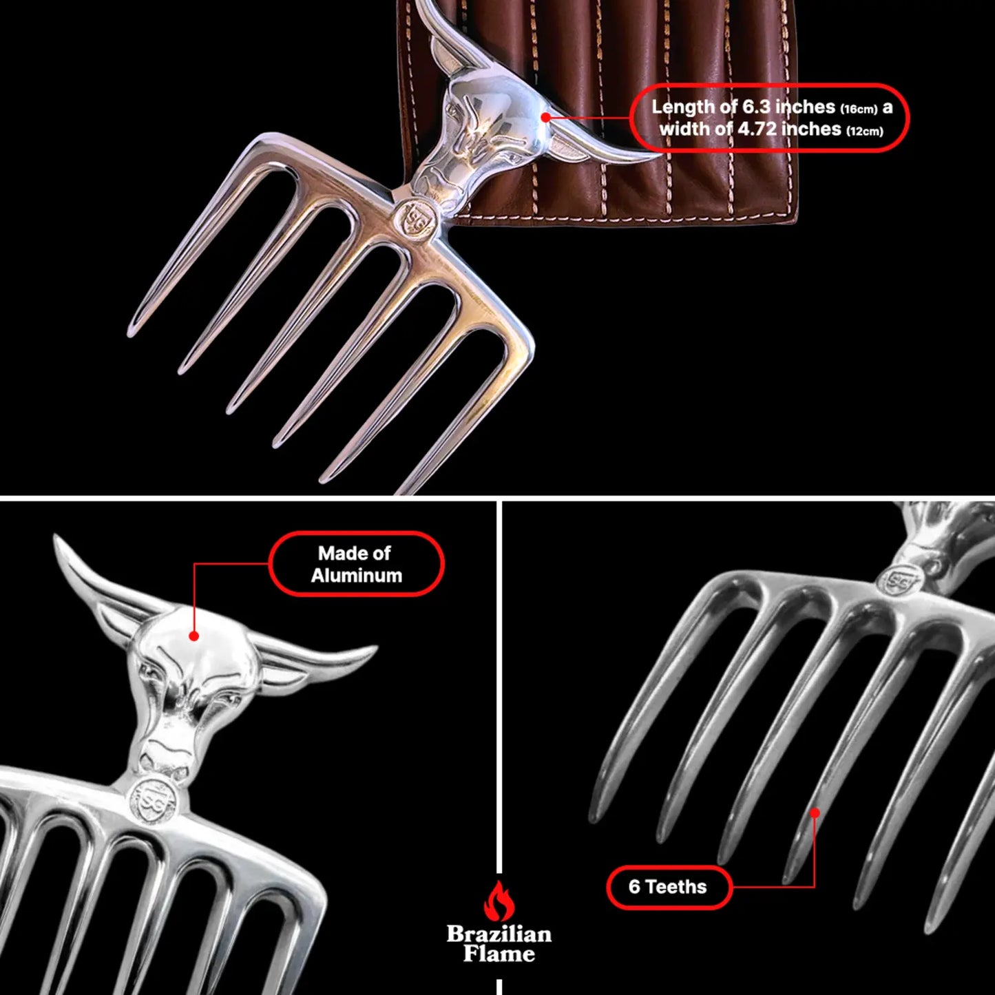 Garfo Bad Bull Chama Brasileira 6 Dentes
