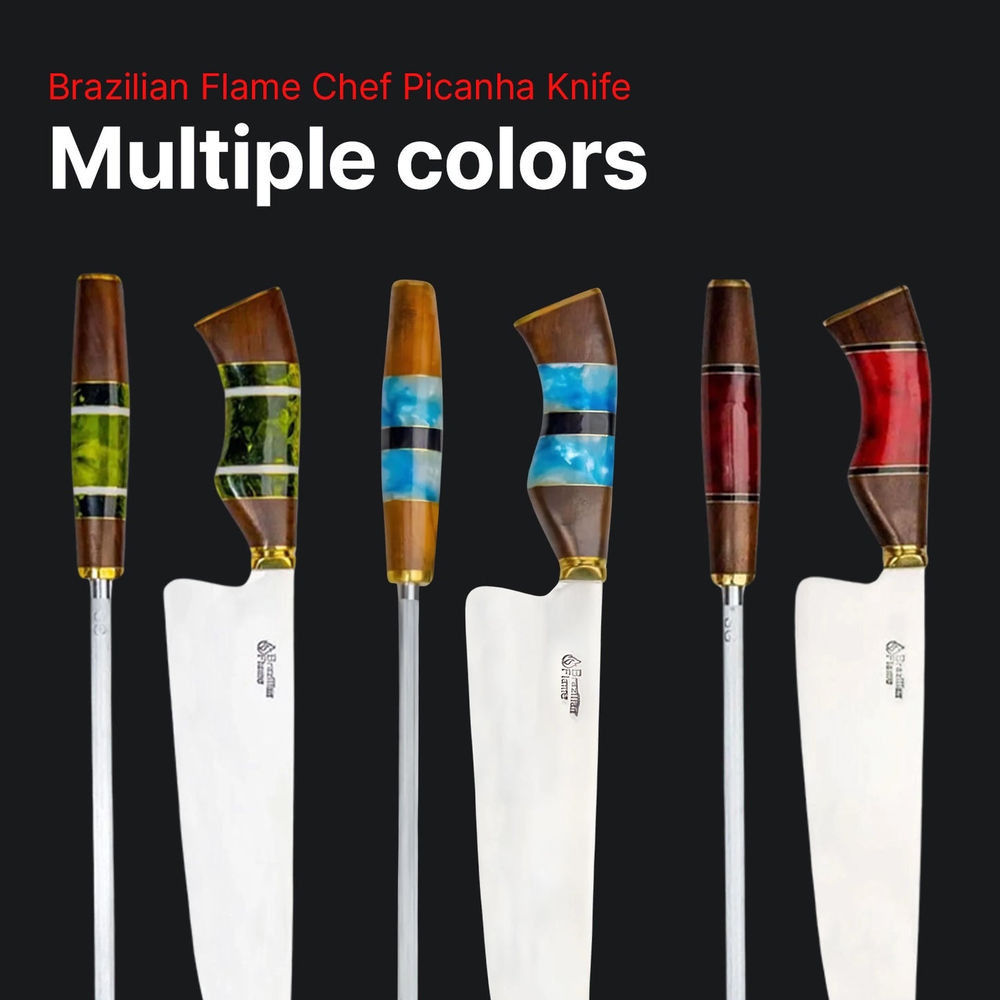 Conjunto de faca de picanha Flame Chef brasileiro com afiador