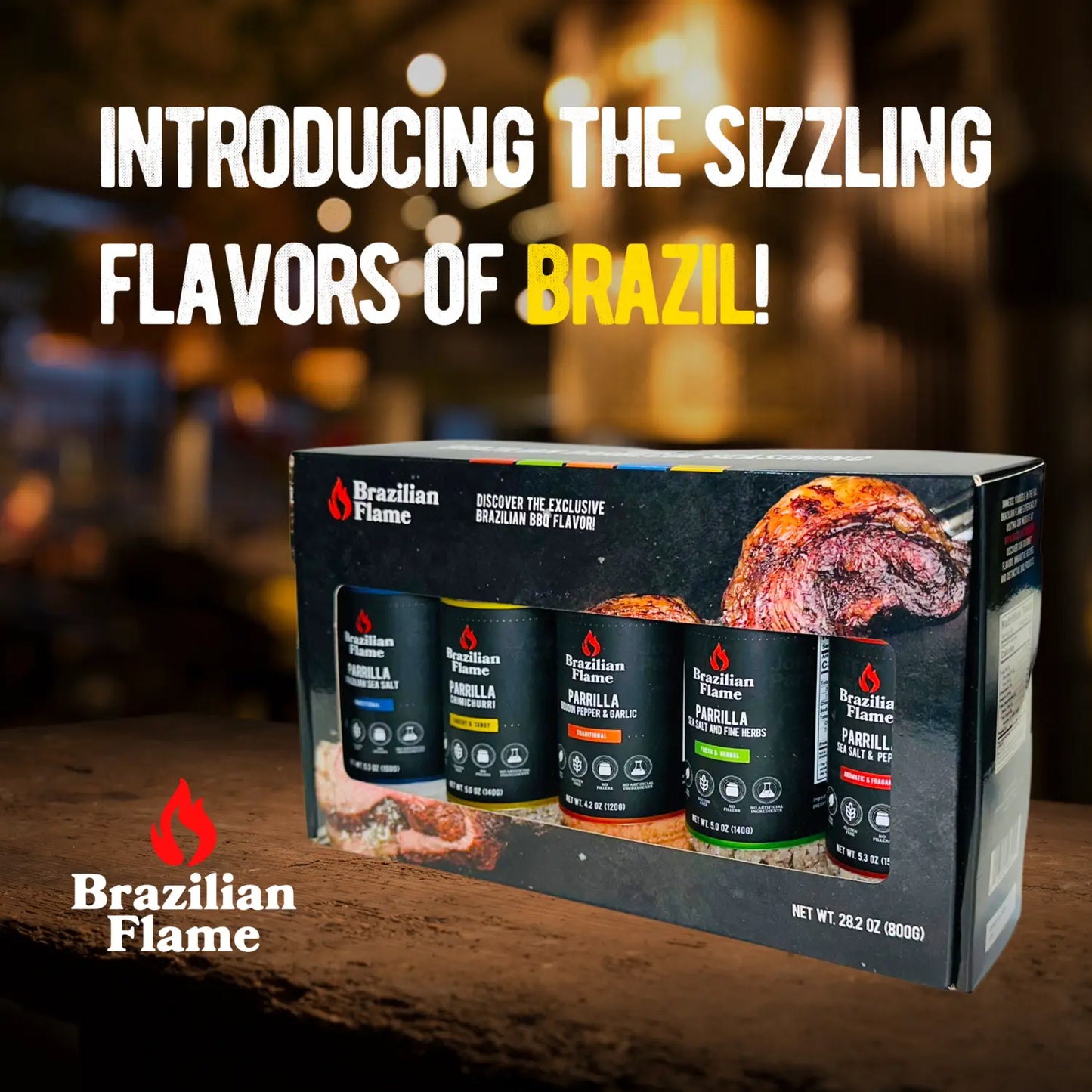 Conjunto de Sal de Parrilla Chama Brasileira