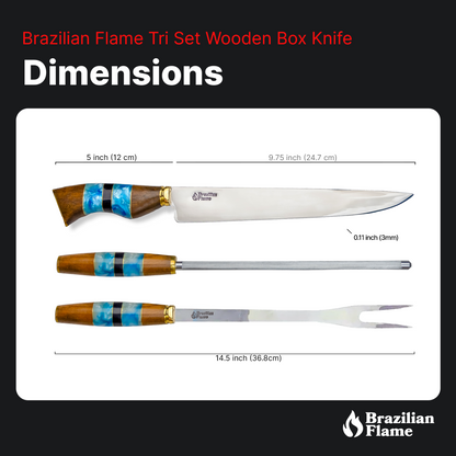 Faca de caixa de madeira Brazilian Flame Tri Set