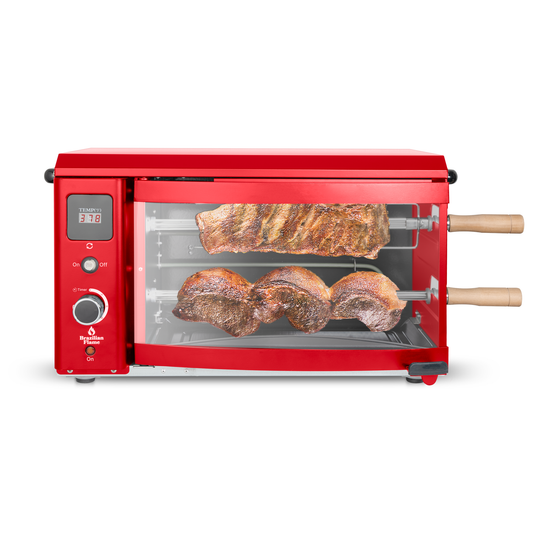 Brazilian Flame Rotisserie Electric Oven w/2-Skewers RED - Churrasco® Series