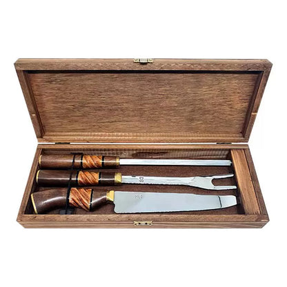 Faca de caixa de madeira Brazilian Flame Tri Set